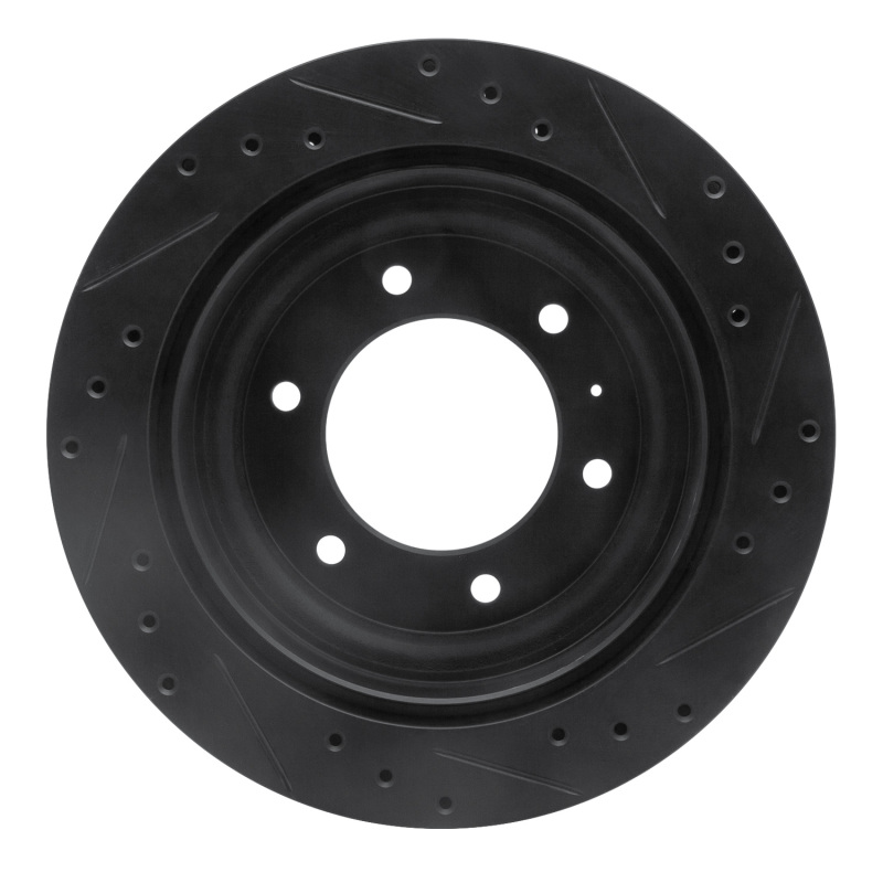 Acura SLX Brake Rotor (1) - Rear Left - R1 Concepts - Drilled & Slotted - Black - `92-`04